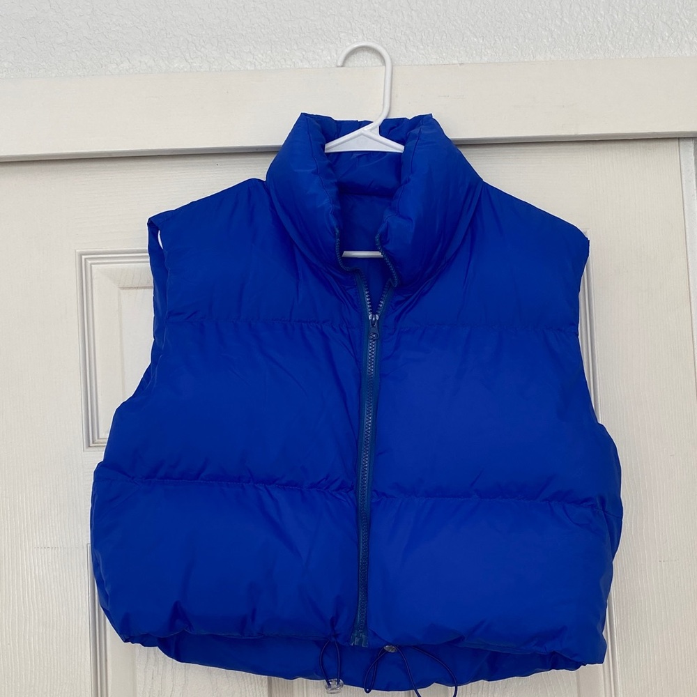 Shein Cropped Blue Puffer Vest